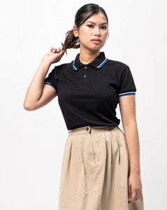 2-Tipped  Stripes Classique Plain Women's Polo Shirt