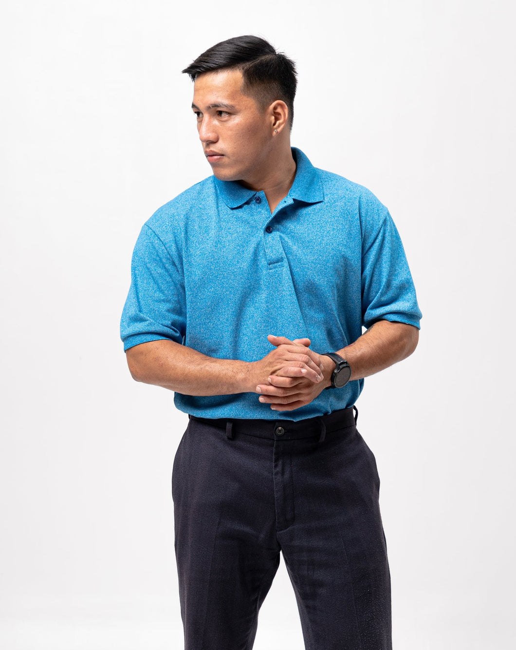 Acid Dark Aqua Blue Classique Plain Polo Shirt