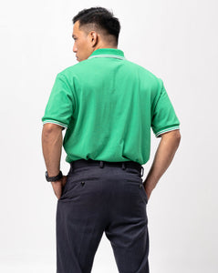 Energy Green with Stripes Classique Plain Polo Shirt