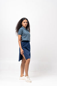 Sirotex Slate Blue / Black Classique Plain Women's Polo Shirt