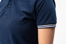 Load image into Gallery viewer, Navy Blue Mini Stripes Classique Plain Women&#39;s Polo Shirt
