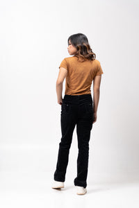Ginger Bread Slub Cotton Blue Plain Women's T-Shirt