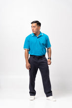 Load image into Gallery viewer, Aqua Blue with Stripes Classique Plain Polo Shirt
