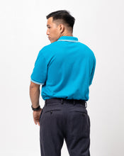 Load image into Gallery viewer, Aqua Blue with Stripes Classique Plain Polo Shirt
