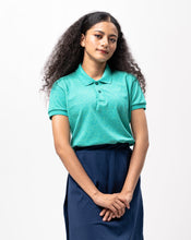 Load image into Gallery viewer, Sirotex Aqua Blue / Neon Green Classique Plain Women&#39;s Polo Shirt
