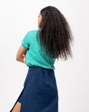 Load image into Gallery viewer, Sirotex Aqua Blue / Neon Green Classique Plain Women&#39;s Polo Shirt
