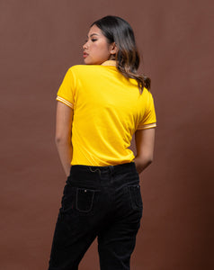 Canary Yellow Mini Stripes Classique Plain Women's Polo Shirt