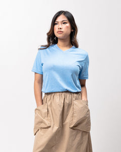 Dela Robia Sirotex Cotton Blue Plain Women's T-Shirt
