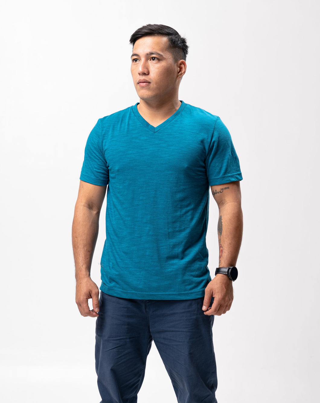 Cerulean Blue Slub Cotton Blue Plain Unisex T-Shirt