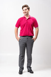 Fuchsia Pink with Stripes Classique Plain Polo Shirt