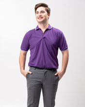 Load image into Gallery viewer, Purple with Stripes Classique Plain Polo Shirt
