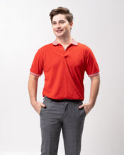 Load image into Gallery viewer, Red Mini Stripes Classique Plain Polo Shirt
