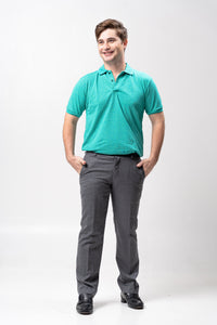 Sirotex Aqua Blue / Neon Green Classique Plain Polo Shirt