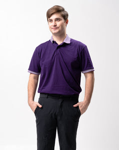 Purple Mini Stripes Classique Plain Polo Shirt