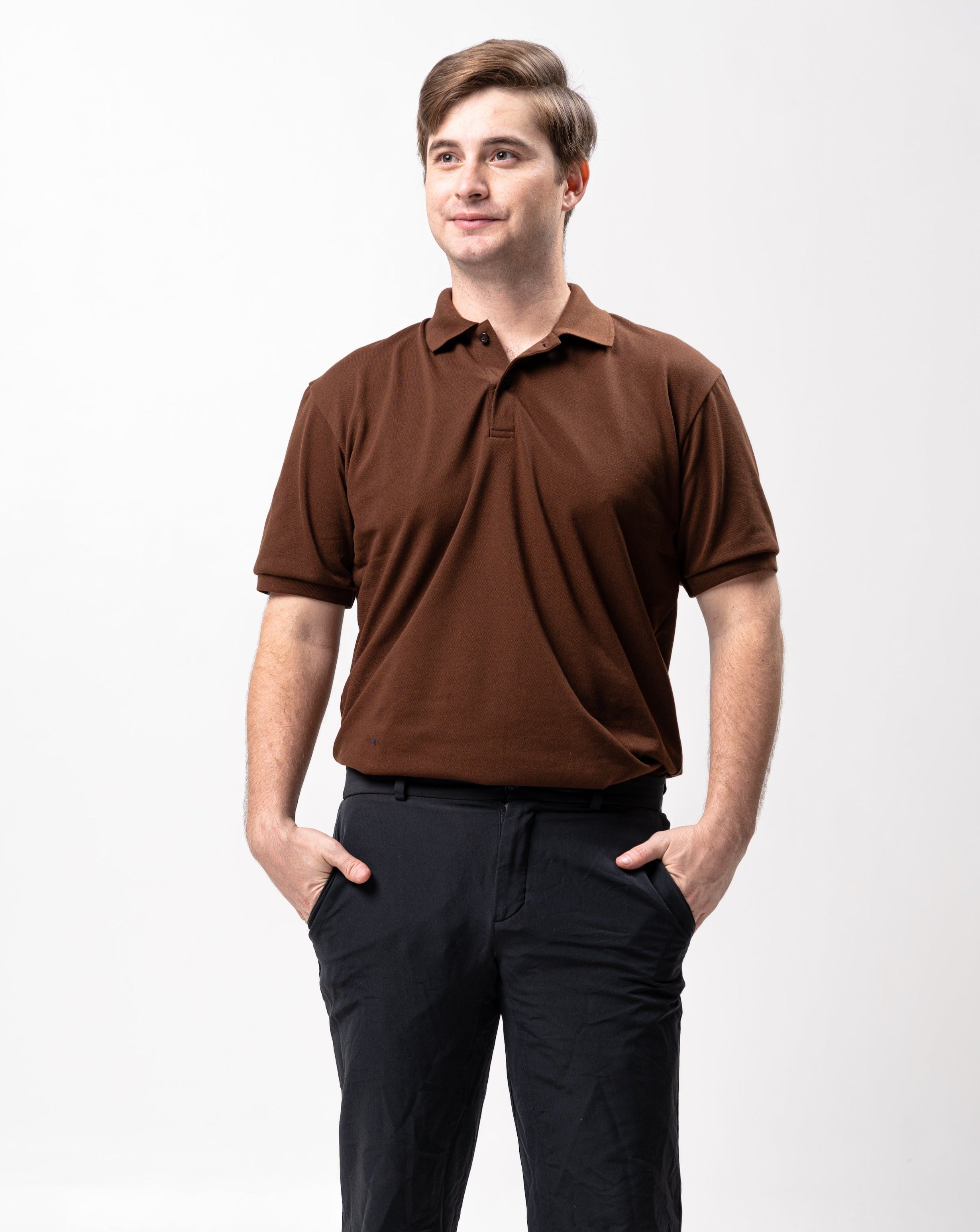 Choco Brown Classique Plain Polo Shirt - Main Image