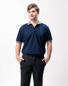 Navy Blue Mini Stripes Classique Plain Polo Shirt