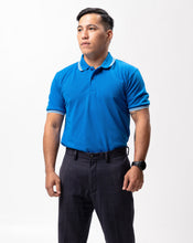 Load image into Gallery viewer, Dark Sky Blue with Stripes Classique Plain Polo Shirt
