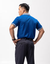 Load image into Gallery viewer, Royal Blue Mini Stripes Classique Plain Polo Shirt
