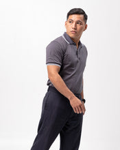 Load image into Gallery viewer, Steel Gray with Stripes Classique Plain Polo Shirt
